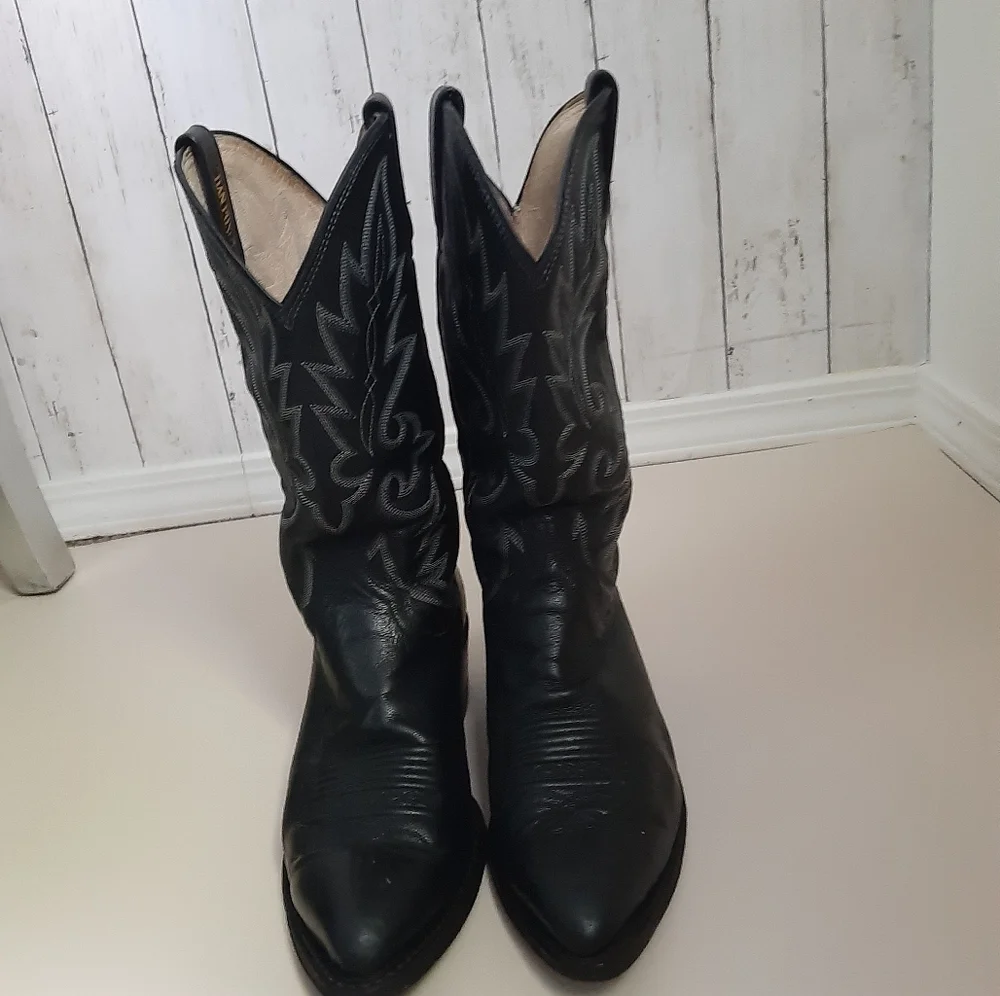 CORONA WESTERN BOOT MEN'S BLACK MARBLE DAN POST  SIZE 9        ☆